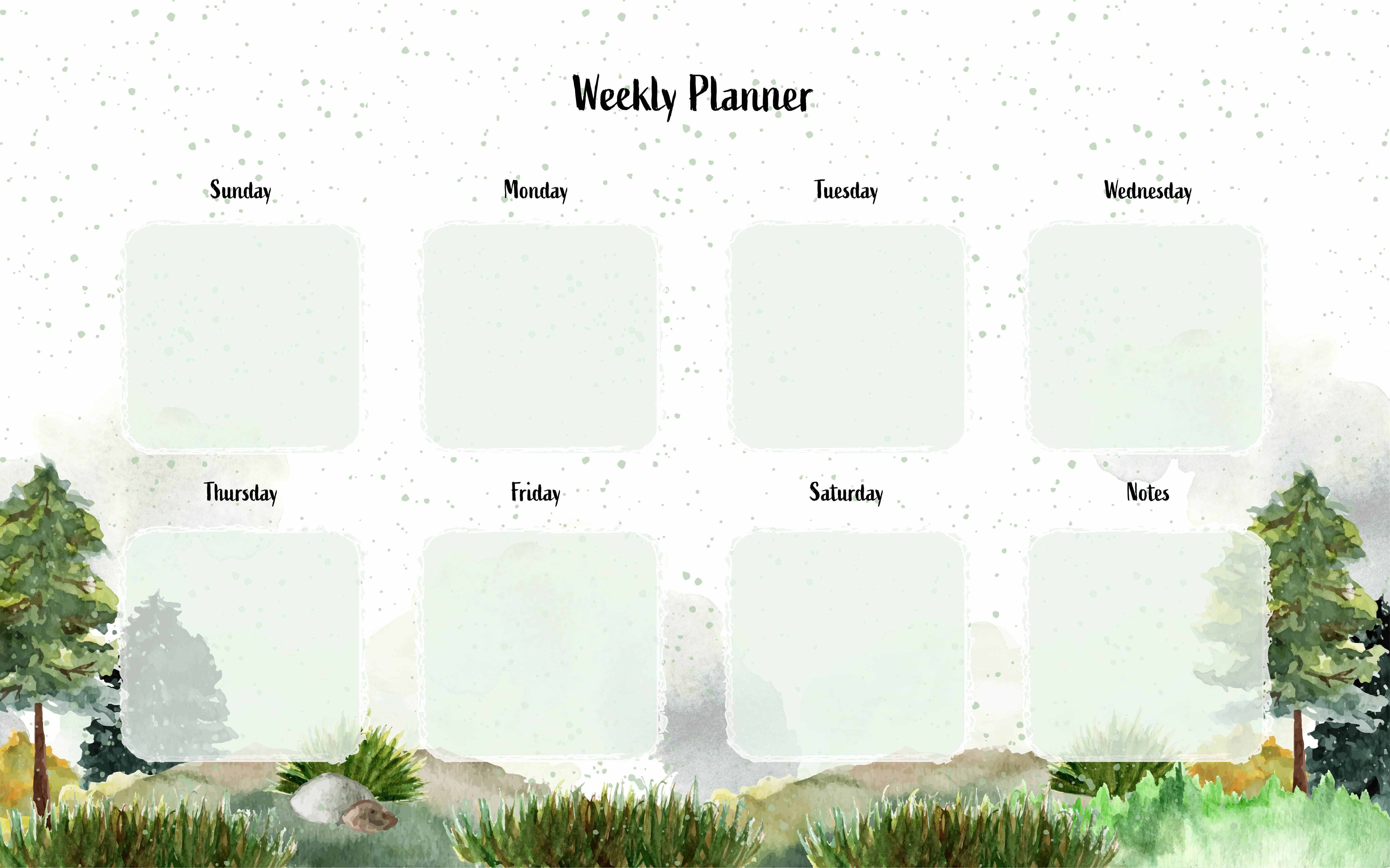 Шаблон: План недели с включением времени для осознанности